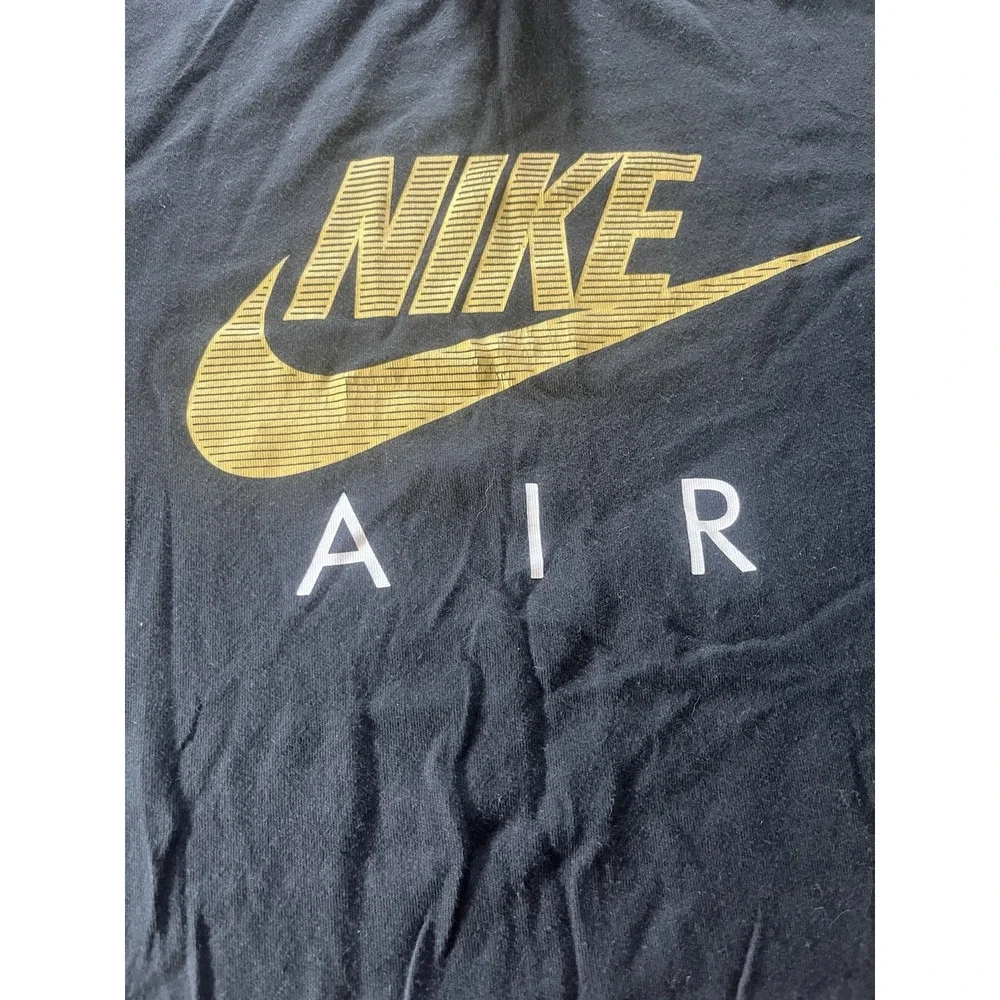 Nike Air Black T-Shirt Gold Striped Trim Track Shirt Top L BV3068-010